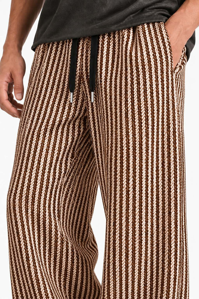 Men's Premium Regular Fit Textured Vertical Striped Track Pant