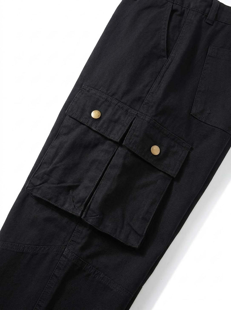 Men's Premium Relaxed Fit Casual Pants with Flap Pockets Cargo