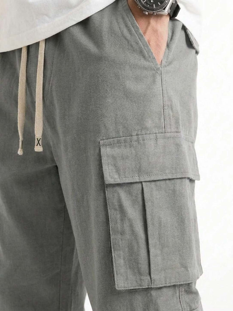 Men’s Premium Solid Relaxed Fit Utility Cargo Pants