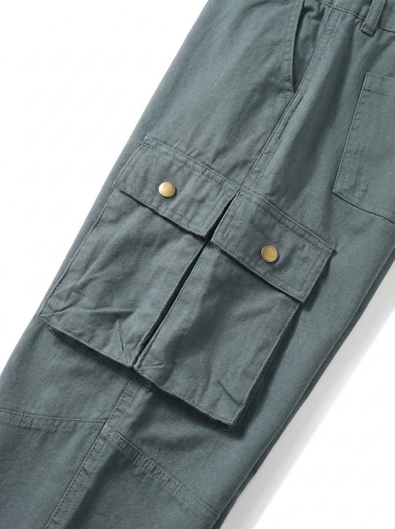 Men's Premium Relaxed Fit Casual Pants with Flap Pockets Cargo