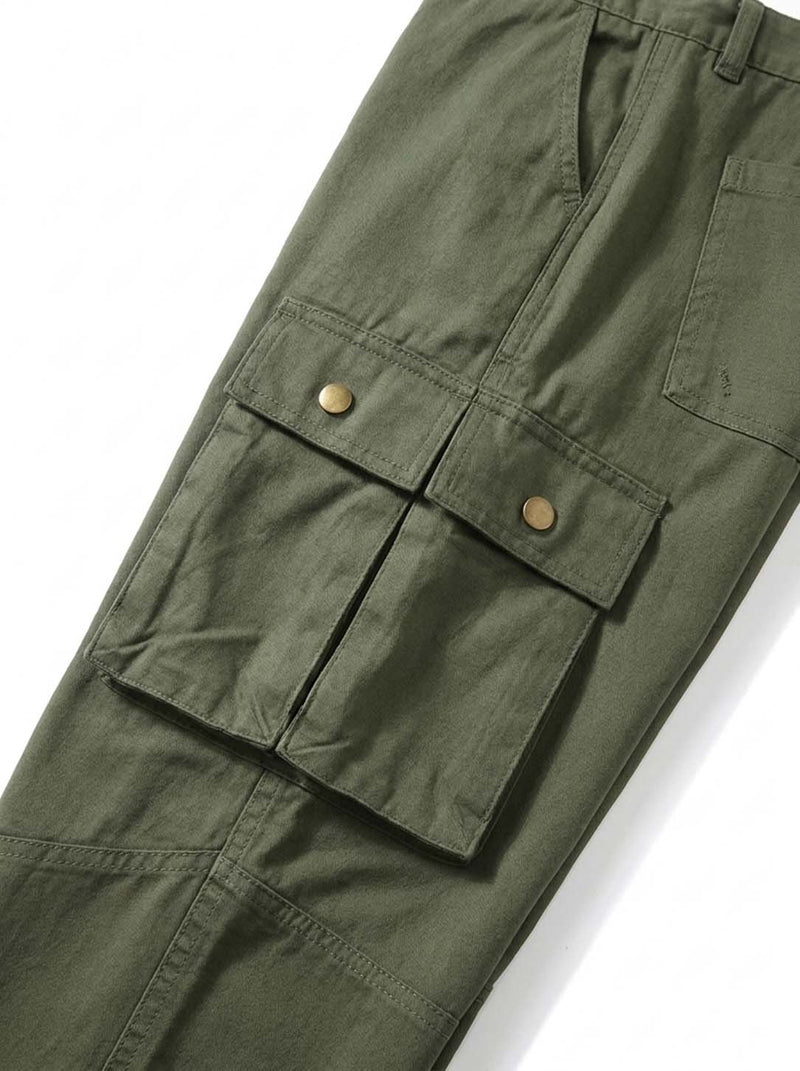 Men's Premium Relaxed Fit Casual Pants with Flap Pockets Cargo
