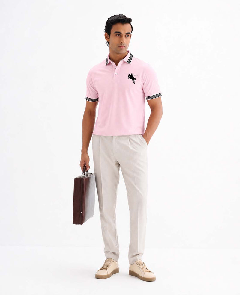 Men’s Premium Cotton Polo Shirt with Contrast Greek Key Collar shirt