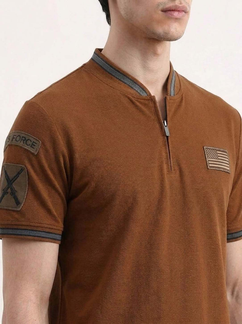 Men’s Premium Half-Zip Mandarin Collar Polo T-Shirt