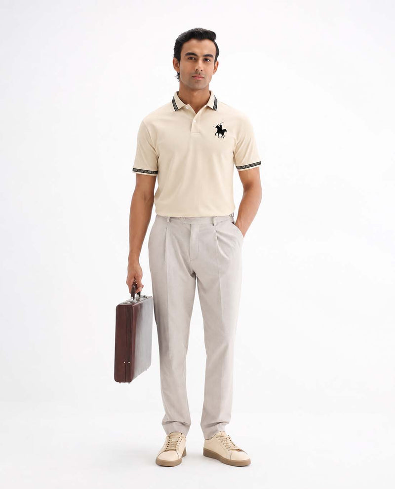 Men’s Premium Cotton Polo Shirt with Contrast Greek Key Collar shirt