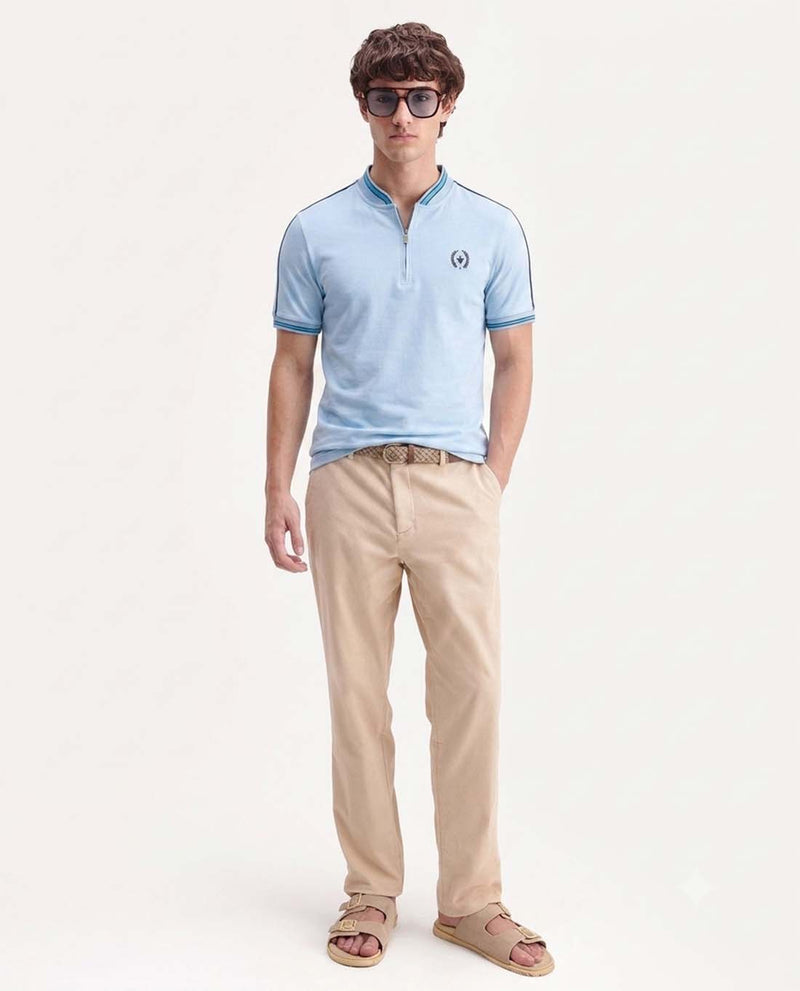 Men’s Premium Textured Cotton Polo Shirt with Contrast Trim