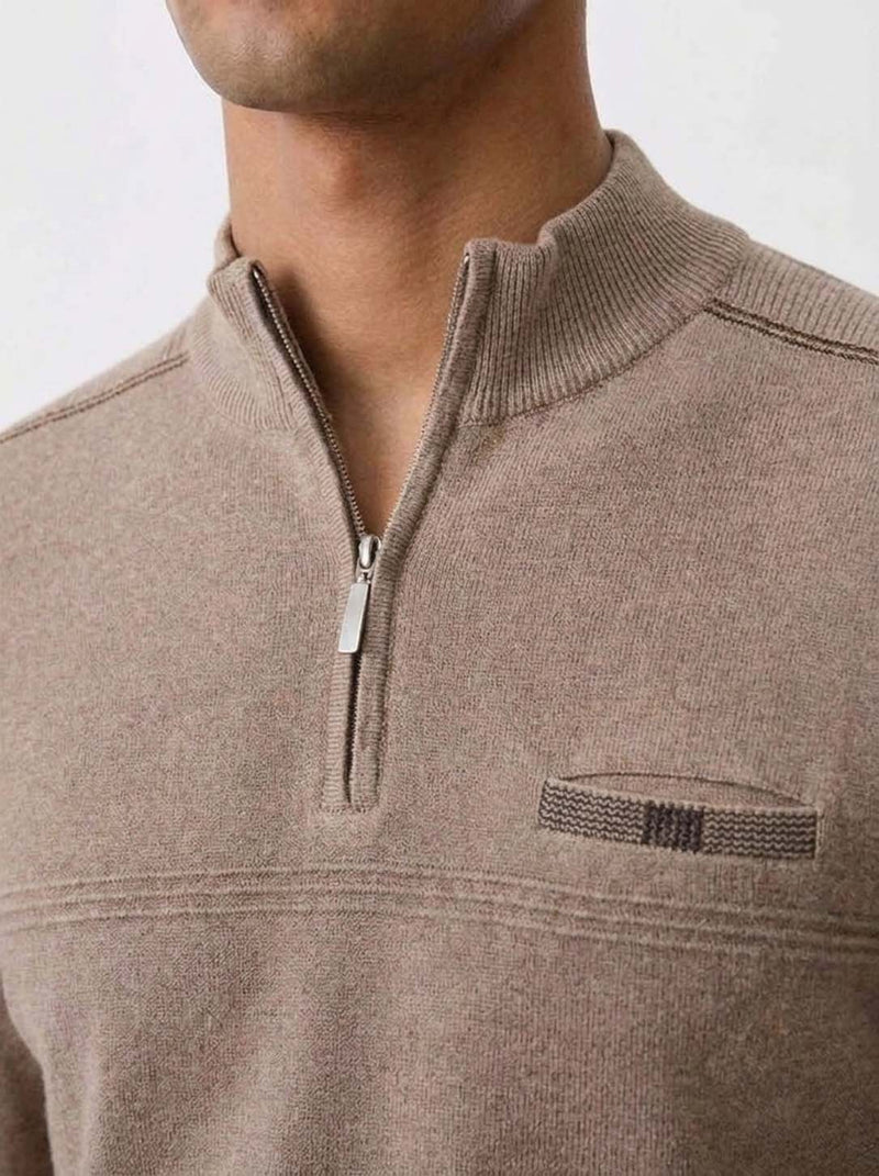 Men's Premium Half-Zip High Neck Knit T-shirt