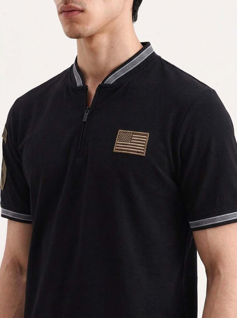Men’s Premium Half-Zip Mandarin Collar Polo T-Shirt