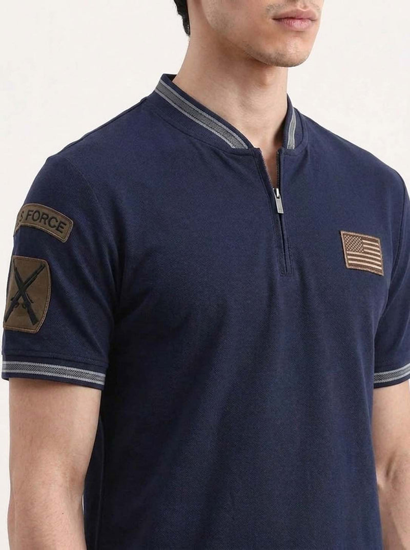 Men’s Premium Half-Zip Mandarin Collar Polo T-Shirt