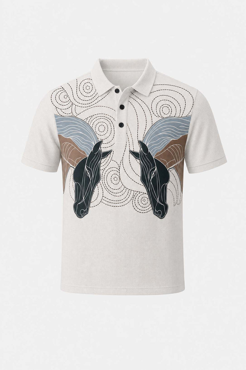 Men's Premium Abstract Horse Artwork Polo T-Shirt