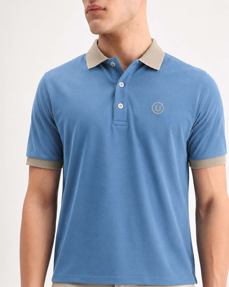 Men’s Premium Cotton Polo with Contrast Grey Collar T-shirt