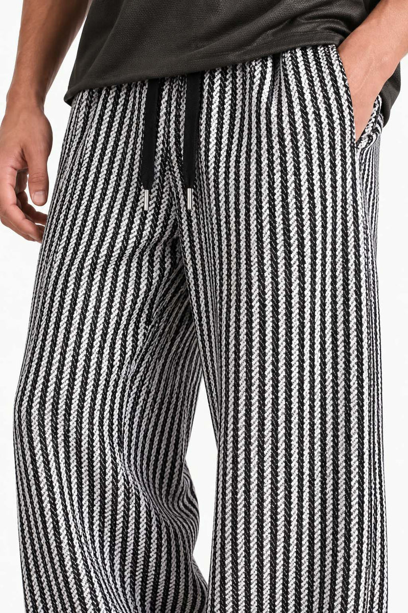 Men's Premium Regular Fit Textured Vertical Striped Track Pant