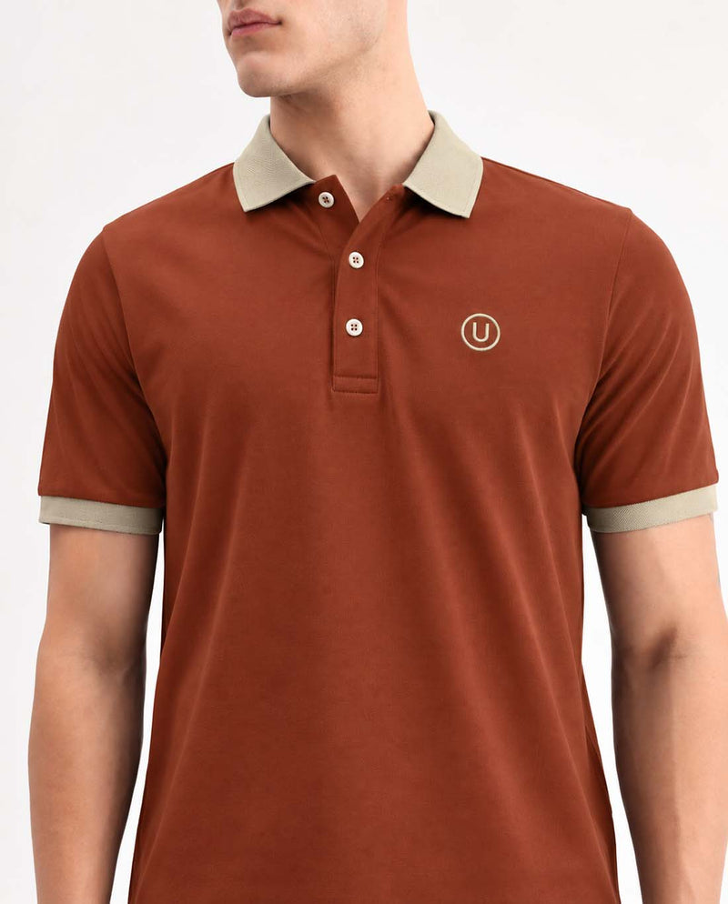 Men’s Premium Cotton Polo with Contrast Grey Collar T-shirt