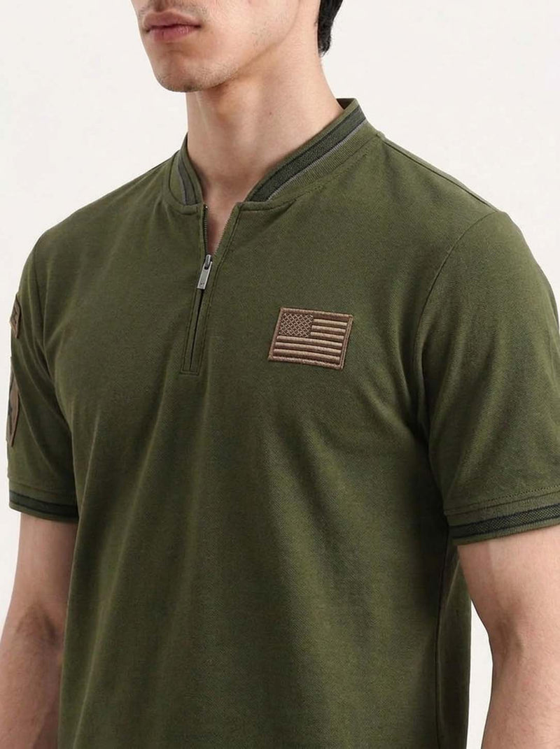 Men’s Premium Half-Zip Mandarin Collar Polo T-Shirt