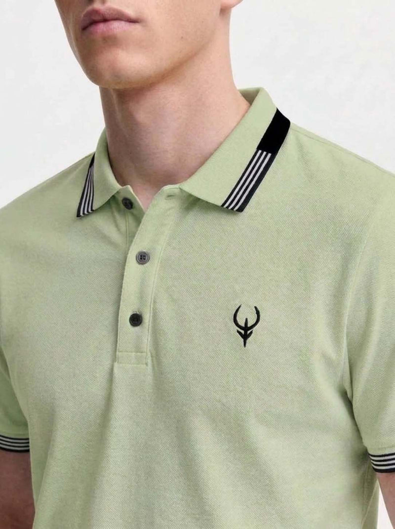 Men’s Premium Contrast Stripe Collar Polo T-Shirt