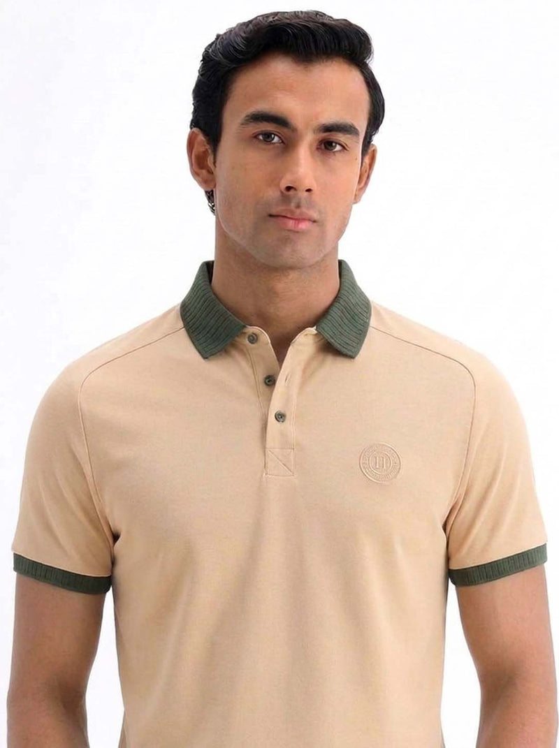 Men’s Premium Regular Contrast-Collar Polo T-Shirt