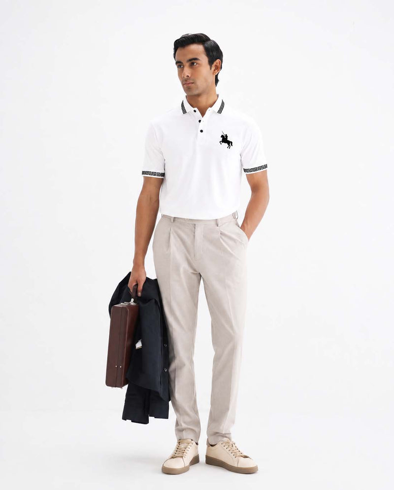 Men’s Premium Cotton Polo Shirt with Contrast Greek Key Collar shirt