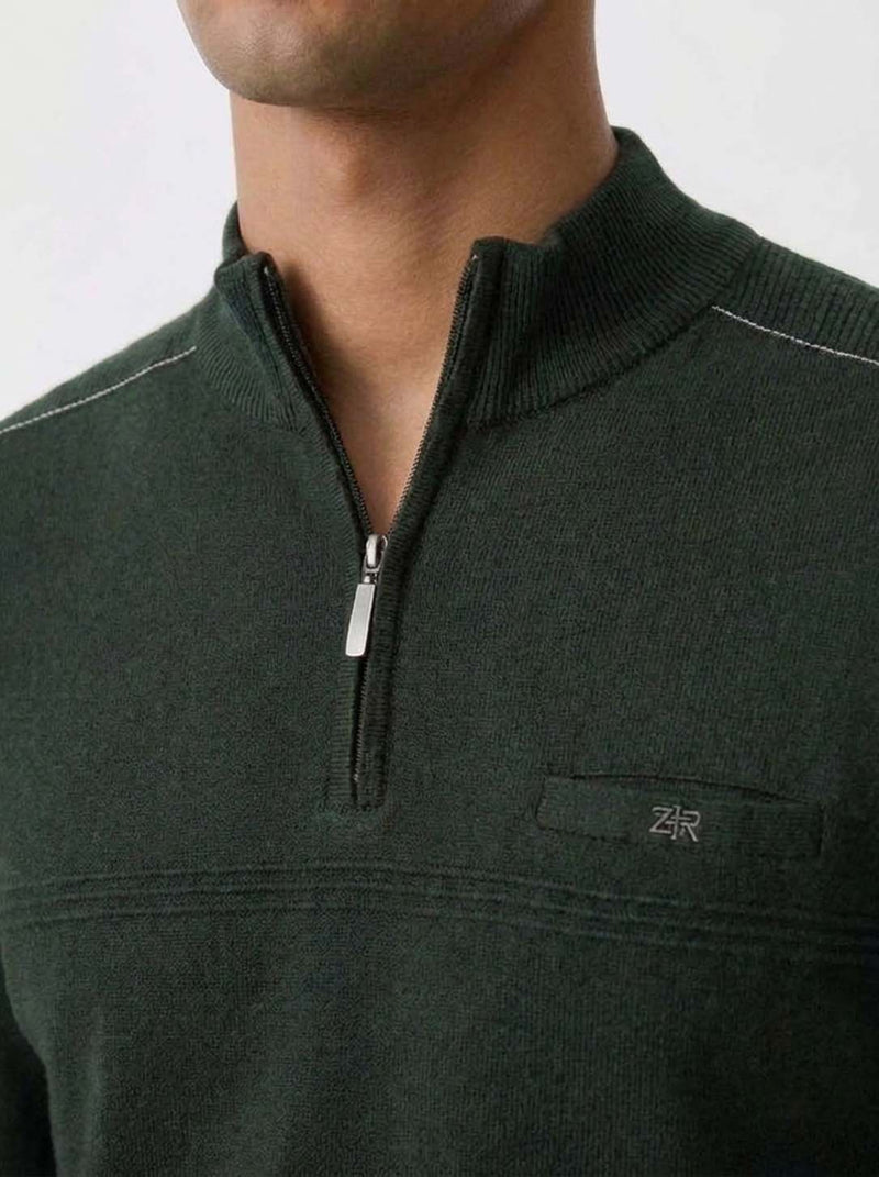 Men's Premium Half-Zip High Neck Knit T-shirt
