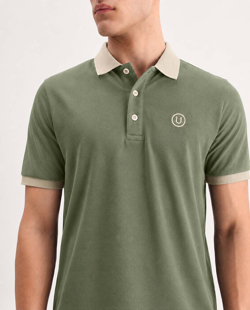 Men’s Premium Cotton Polo with Contrast Grey Collar T-shirt