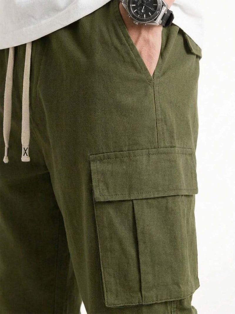 Men’s Premium Solid Relaxed Fit Utility Cargo Pants