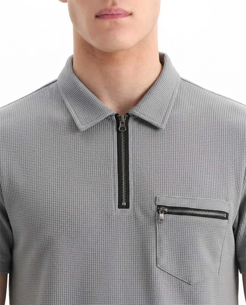 Men’s Premium Textured Half-Zip T-Shirt with Chest Pocket
