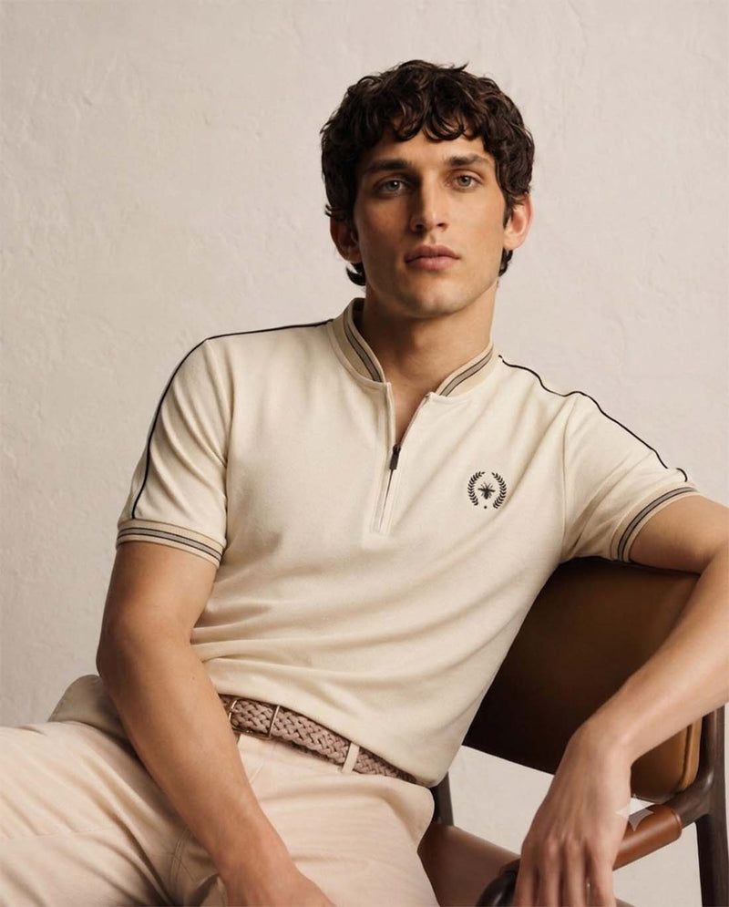 Men’s Premium Textured Cotton Polo Shirt with Contrast Trim