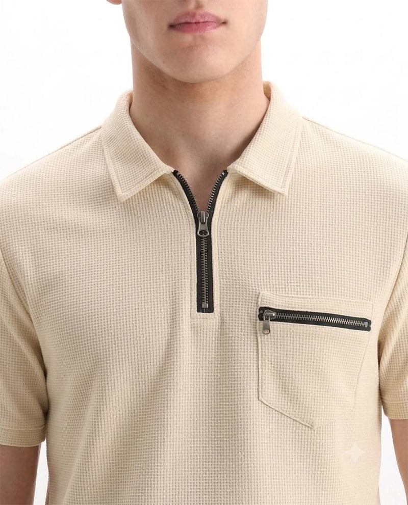 Men’s Premium Textured Half-Zip T-Shirt with Chest Pocket