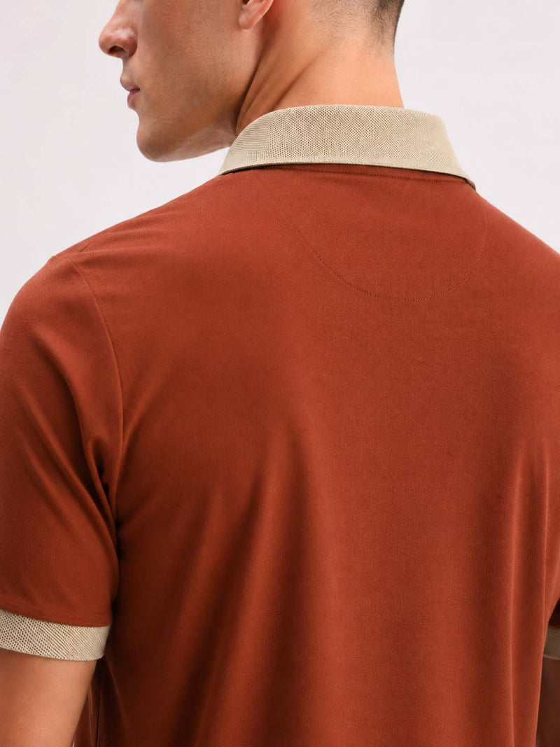 Men’s Premium Cotton Polo with Contrast Grey Collar T-shirt