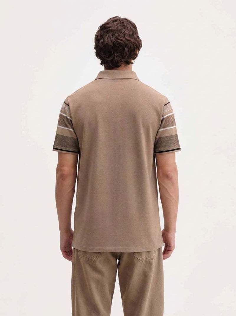 Men’s Premium Textured Polo with Striped Panel Design T-shirt