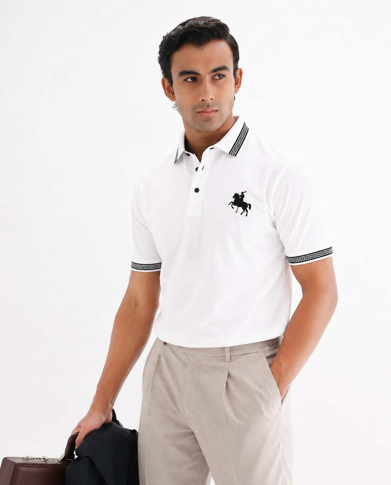 Men’s Premium Cotton Polo Shirt with Contrast Greek Key Collar shirt