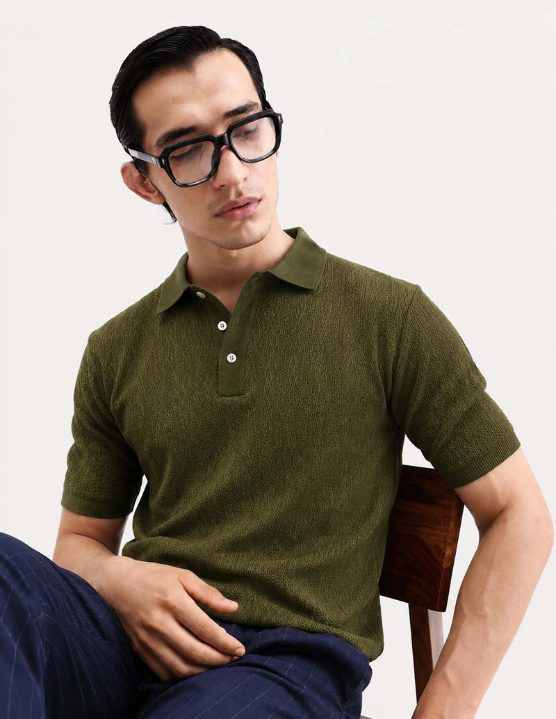 Men’s Premium Textured Regular Fit Polo T-Shirt