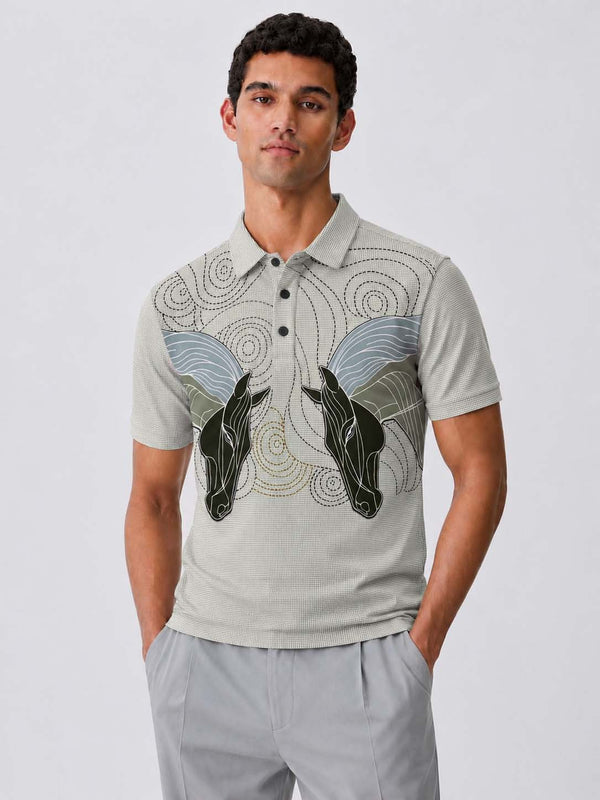 Men's Premium Abstract Horse Artwork Polo T-Shirt