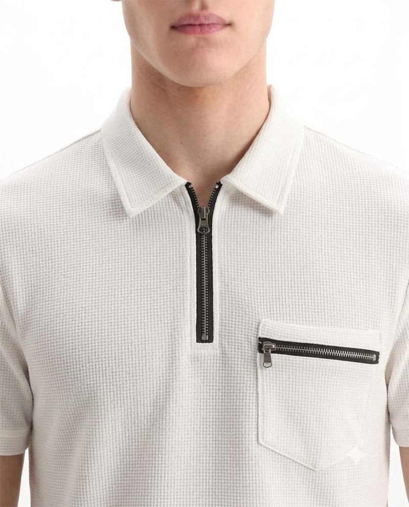 Men’s Premium Textured Half-Zip T-Shirt with Chest Pocket
