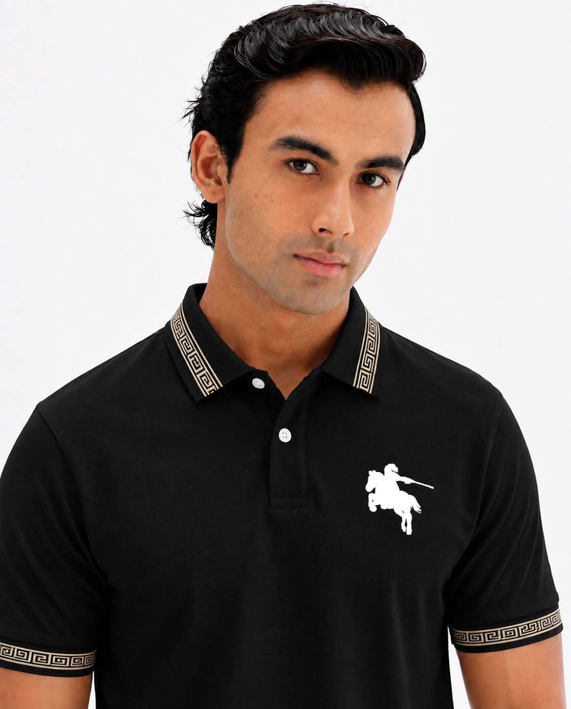 Men’s Premium Cotton Polo Shirt with Contrast Greek Key Collar shirt
