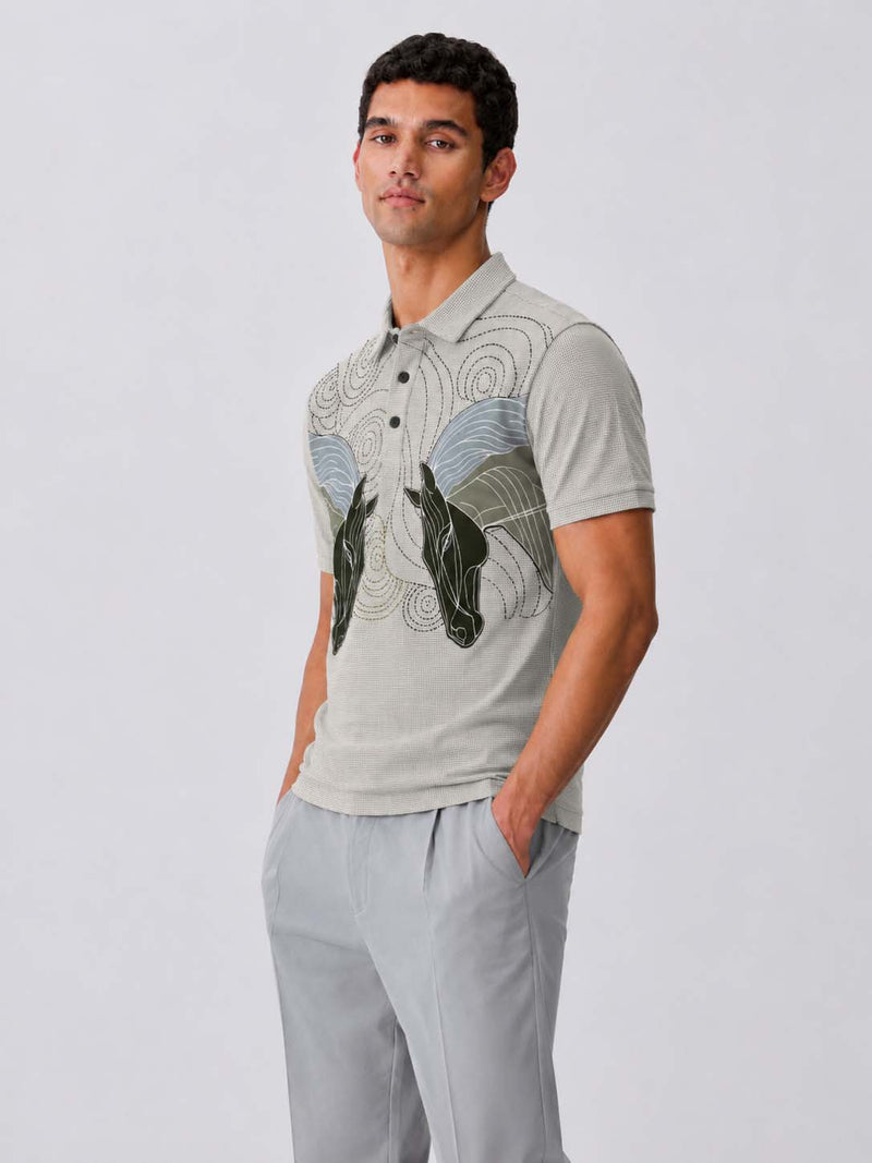Men's Premium Abstract Horse Artwork Polo T-Shirt