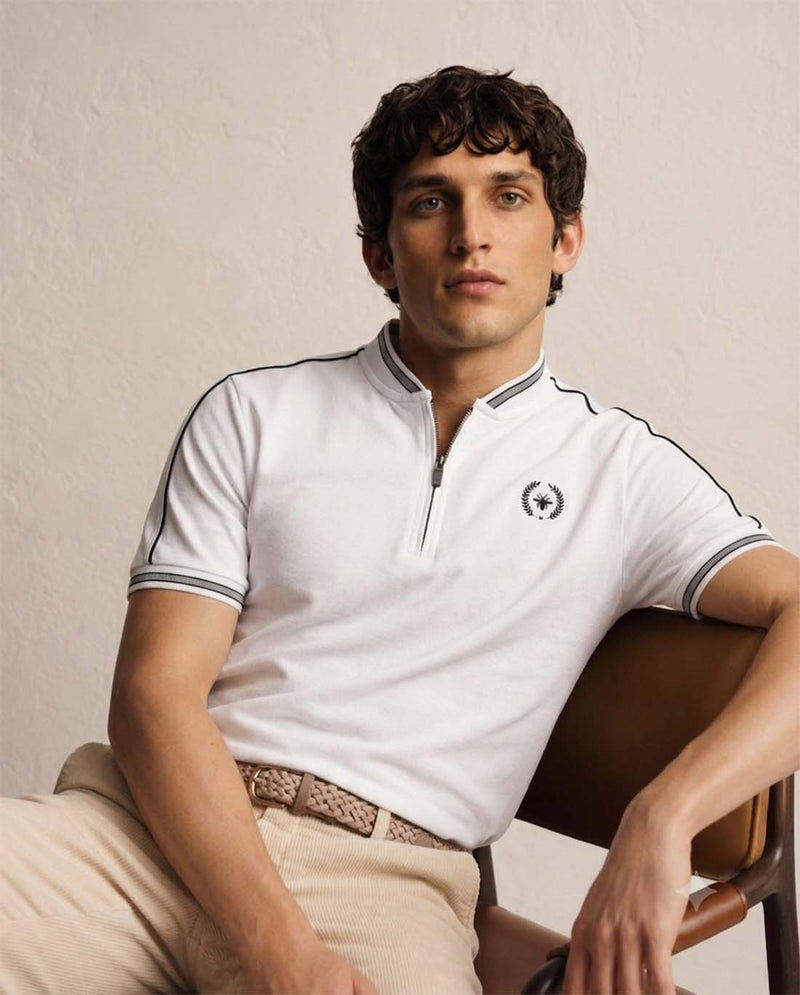 Men’s Premium Textured Cotton Polo Shirt with Contrast Trim