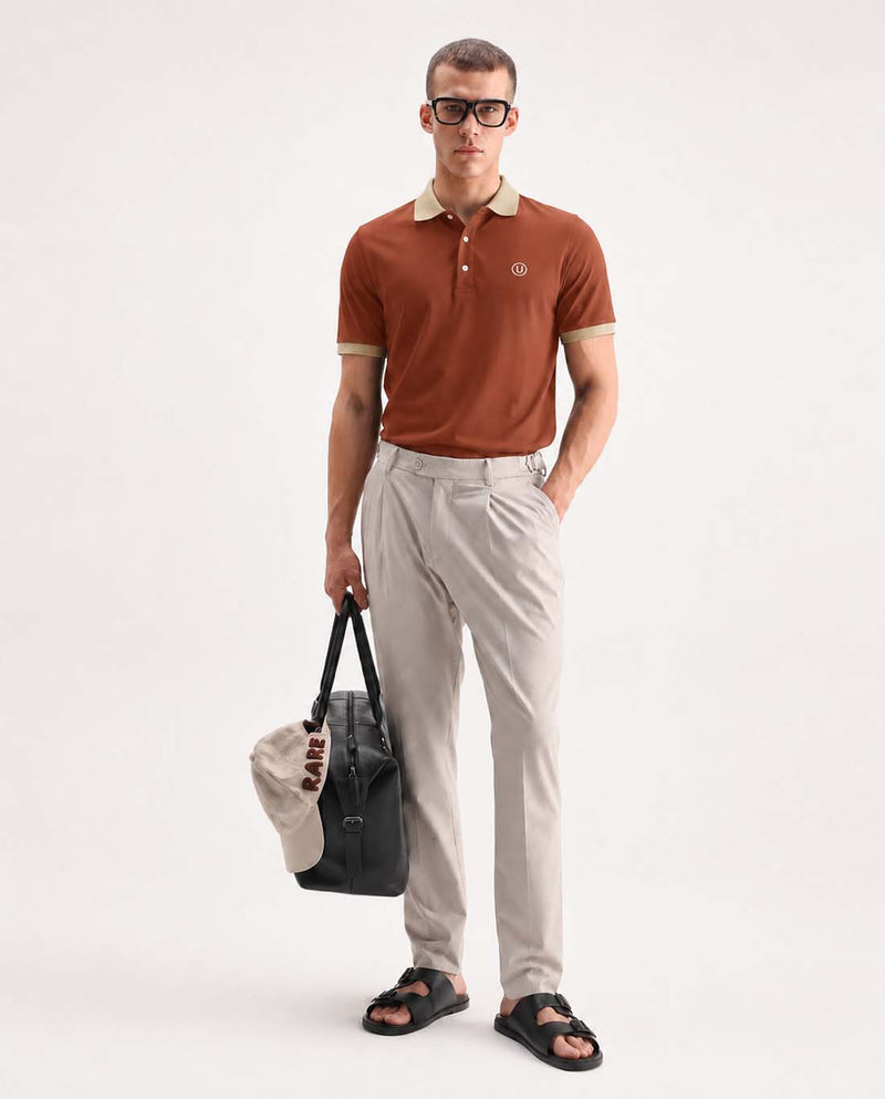 Men’s Premium Cotton Polo with Contrast Grey Collar T-shirt