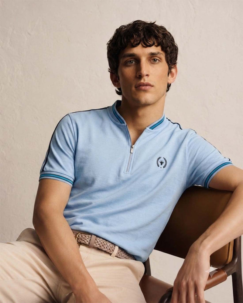Men’s Premium Textured Cotton Polo Shirt with Contrast Trim