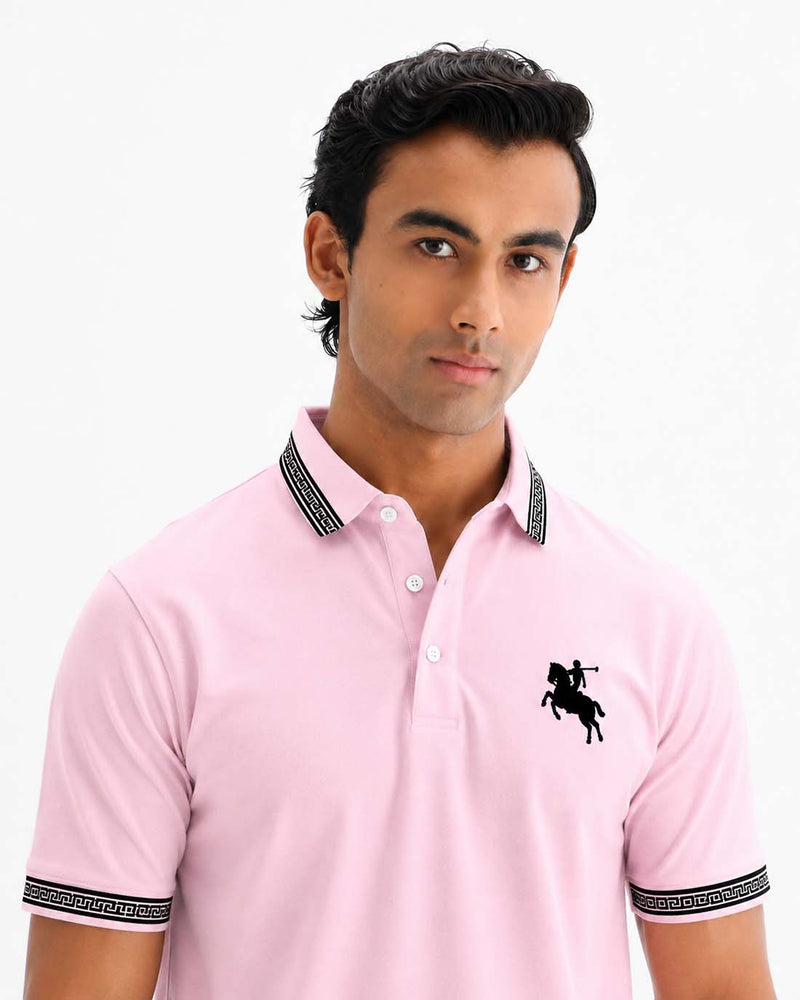 Men’s Premium Cotton Polo Shirt with Contrast Greek Key Collar shirt