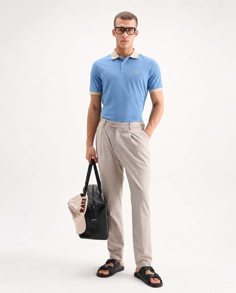 Men’s Premium Cotton Polo with Contrast Grey Collar T-shirt