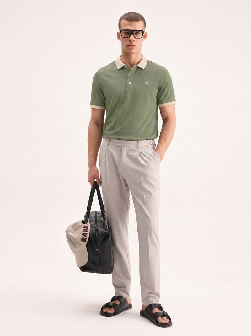 Men’s Premium Cotton Polo with Contrast Grey Collar T-shirt