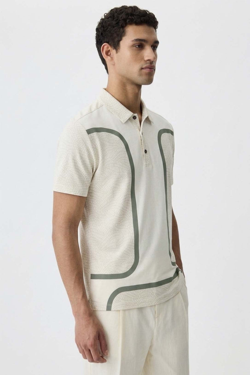 Men's Premium Printed Polo T-Shirt with Contrast Detailing
