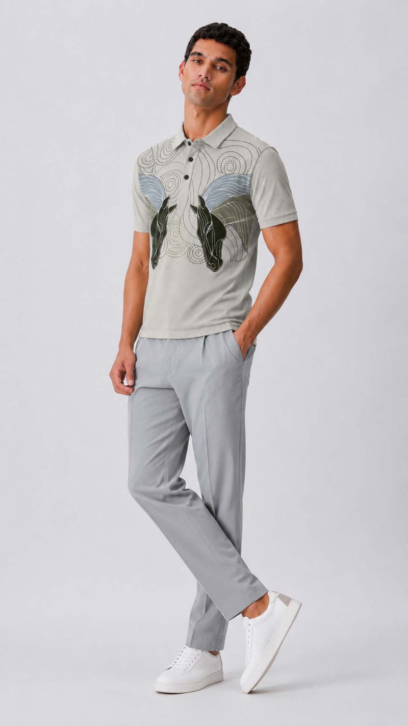 Men's Premium Abstract Horse Artwork Polo T-Shirt