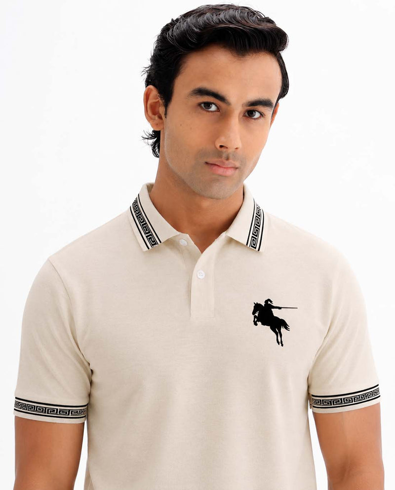 Men’s Premium Cotton Polo Shirt with Contrast Greek Key Collar shirt