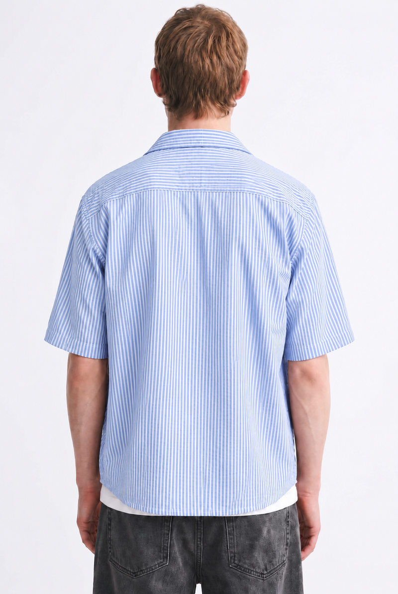 Men's Premium Striped Textured Short-Sleeve Shirt
