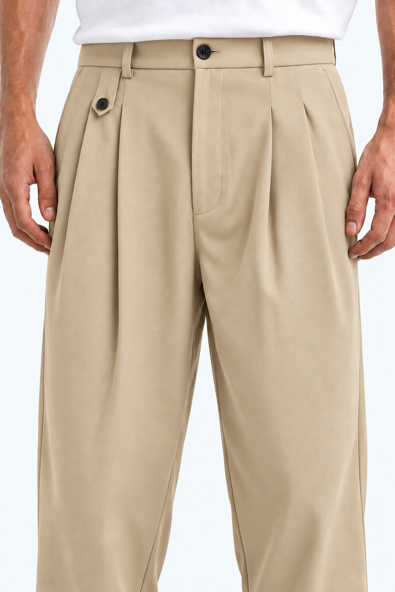 Men’s Premium Double-Pleated Wide-Leg Tailored Trousers