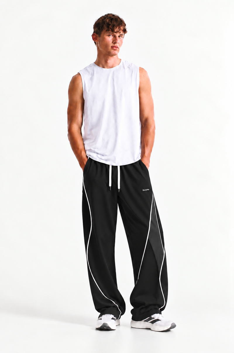 Men's Premium Piping Curved-Panel Track Pants