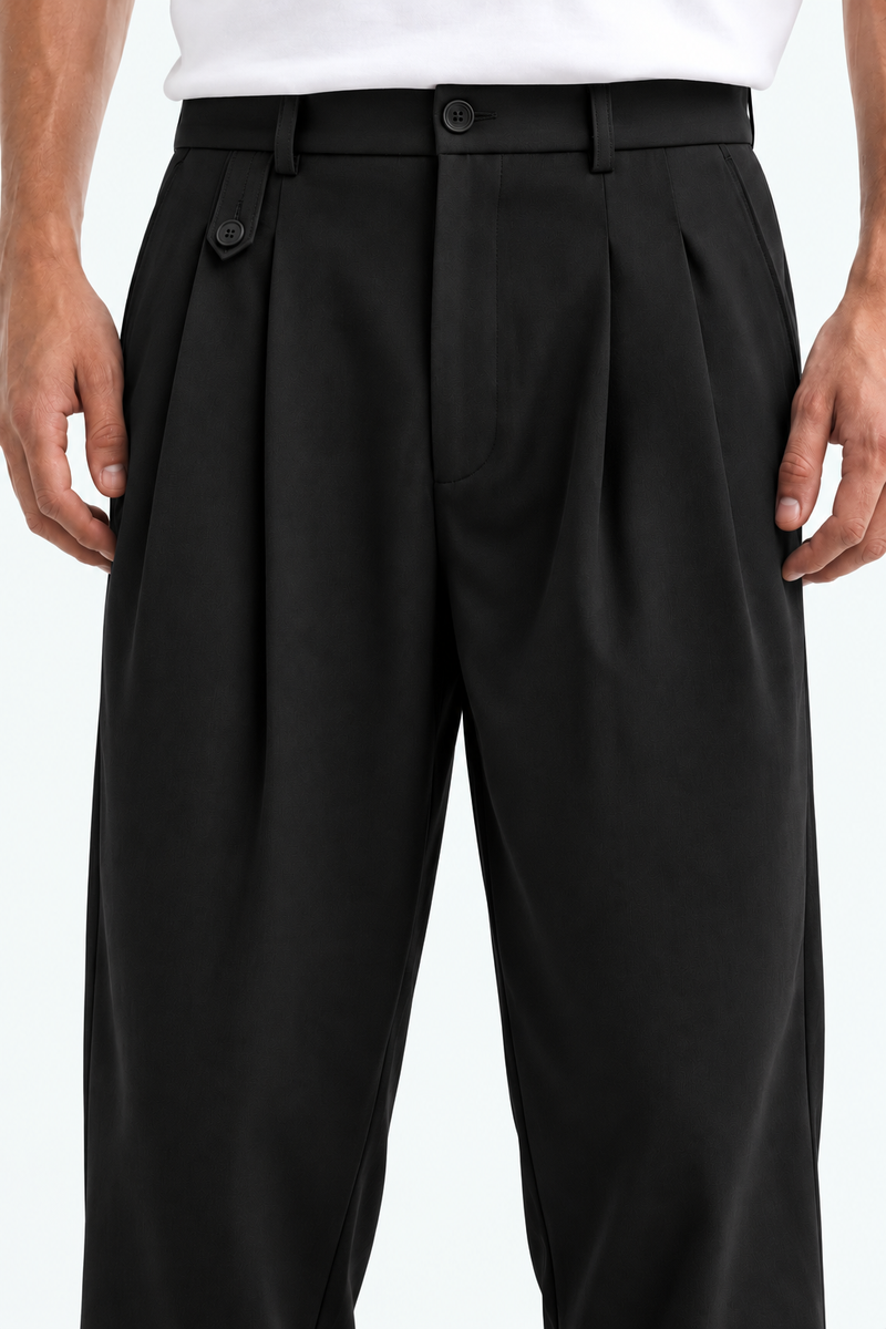 Men’s Premium Double-Pleated Wide-Leg Tailored Trousers