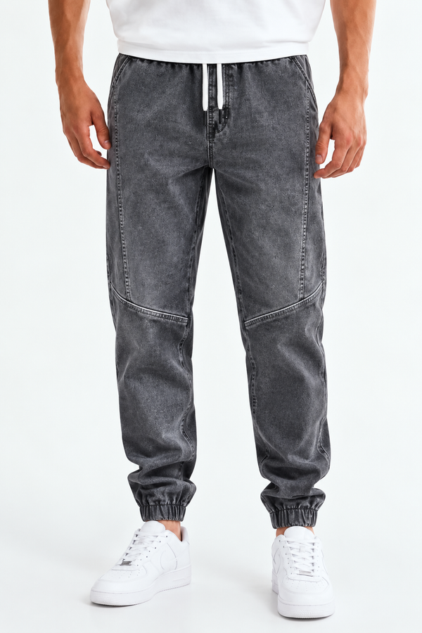 Men's Premium Relaxed Fit Drawstring Elastic Cuffed Joggers Jeans