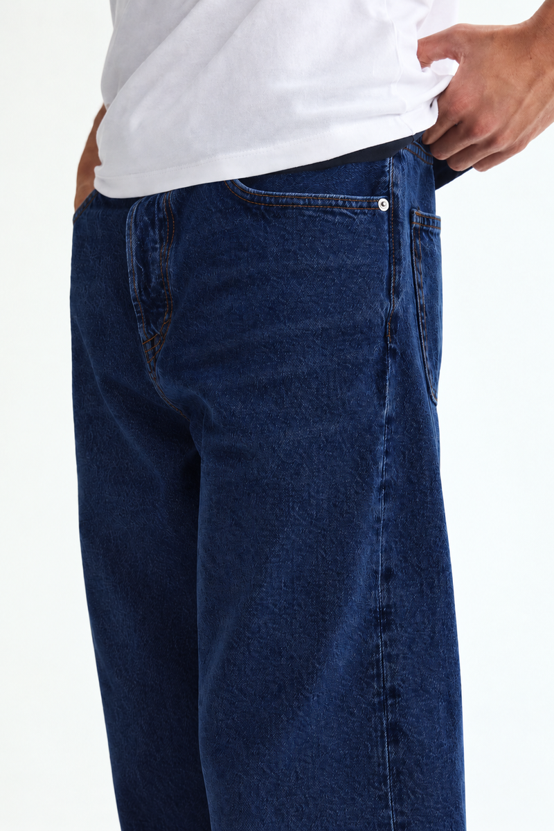 Men's Premium Mid-Wash Baggy Wide-Leg Denim Jeans