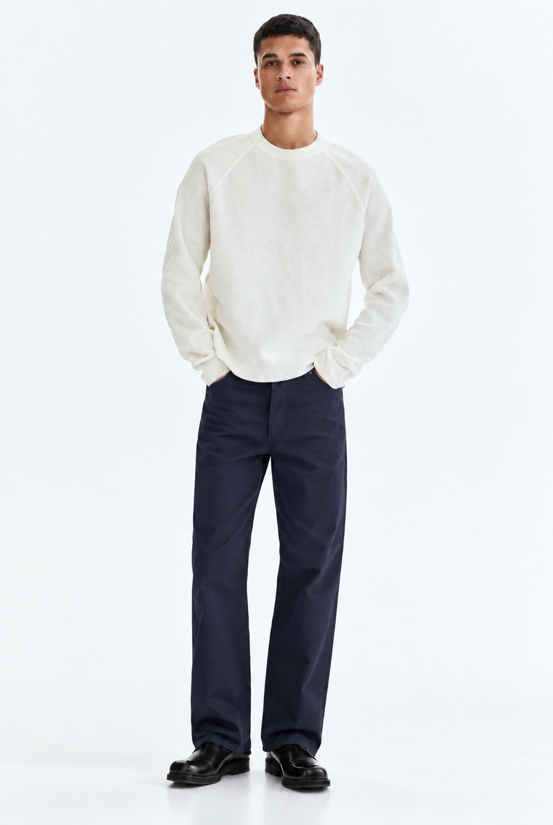 Men’s Premium Regular Straight-Leg Solid Casual Trousers